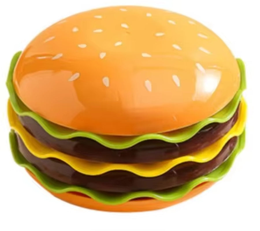Stackable Six-Layer Hamburger Plate Set with Elegant Bone Design and Accompanying Sauce Containers for Table Decor