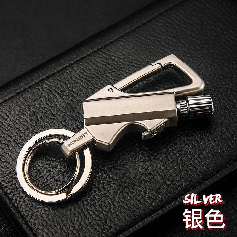 Multifunctional Keychain Kerosene Lighter with Beer Bottle Opener - Portable Outdoor Igniter and Smoking Accessory for Men