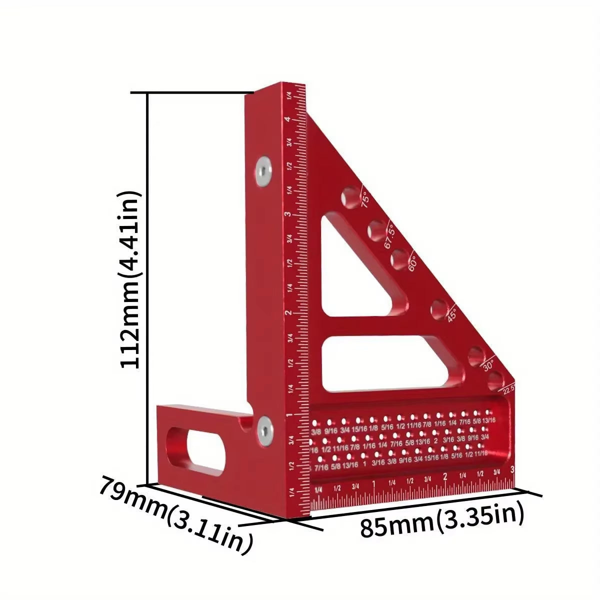 3D Multi-Angle Precision Measuring Ruler with Aluminum Alloy Square Protractor for Metric and Imperial Measurements