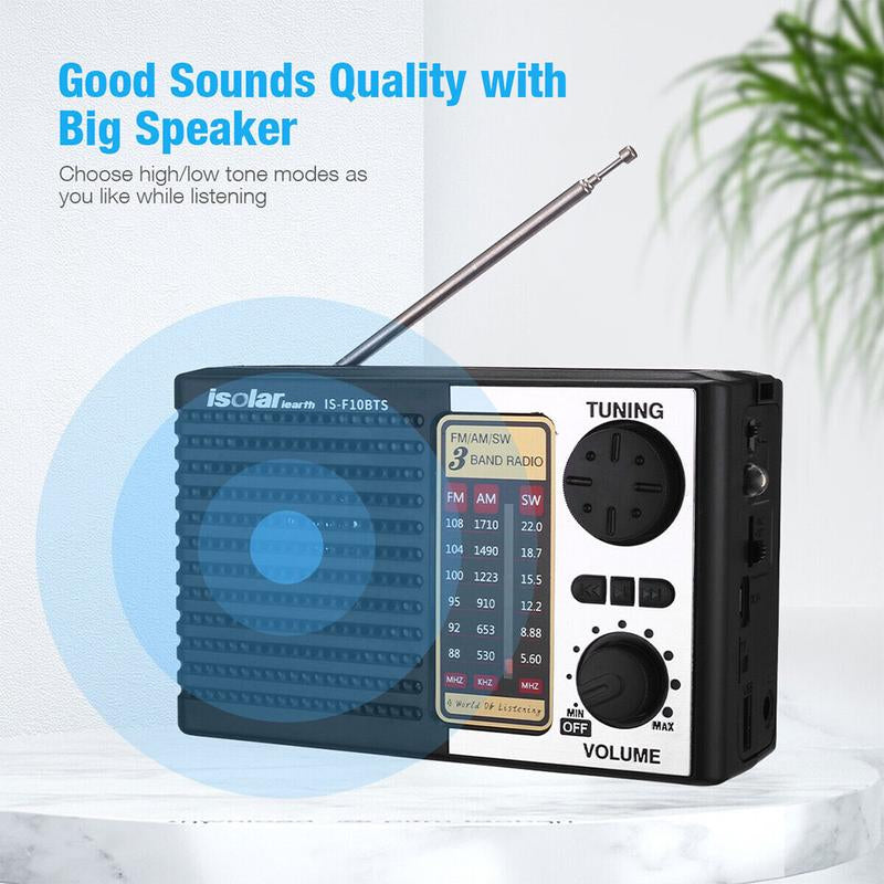 High-Quality Portable Solar Emergency Radio with MP3 Player, FM/AM & Shortwave Reception, Rechargeable and Ultra-Portable Design