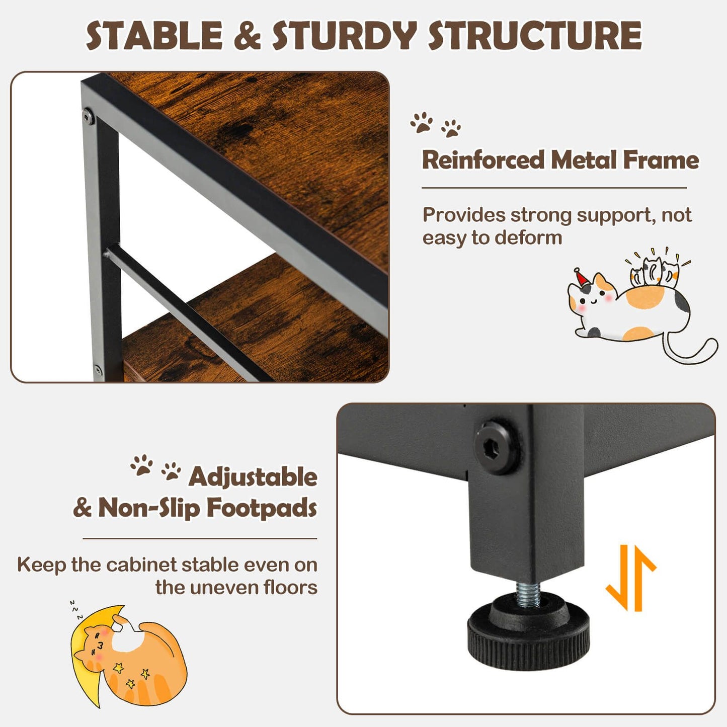 Cat Litter Box Enclosure with Integrated Scratching Pad and Dual Shelving Units