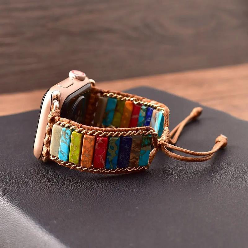 Chakra Stone Crystal Watch Band Straps for Apple Watch Series 1-10 and SE/Ultra (38/40/42/44/45mm)