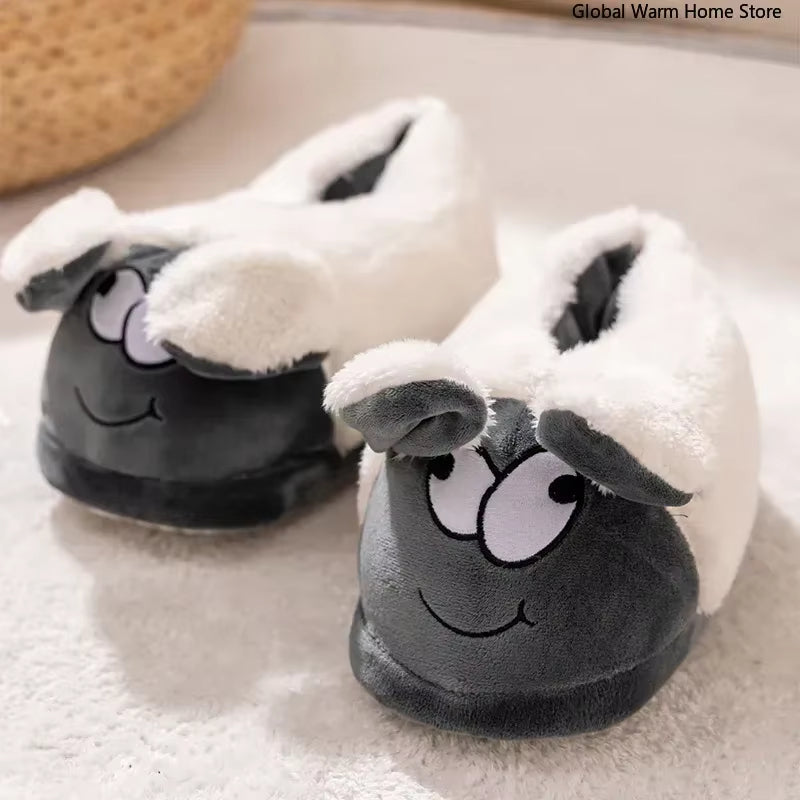 Crocodile Plush Cotton Slippers with Animated Mouth - Non-Slip Home Footwear for Children and Adults - Ideal Winter Gift