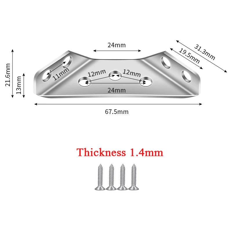 Stainless Steel Corner Brackets for Furniture Assembly - Angle Shelf Connectors and Cabinet Support with Included Screws (1-10 Pieces)