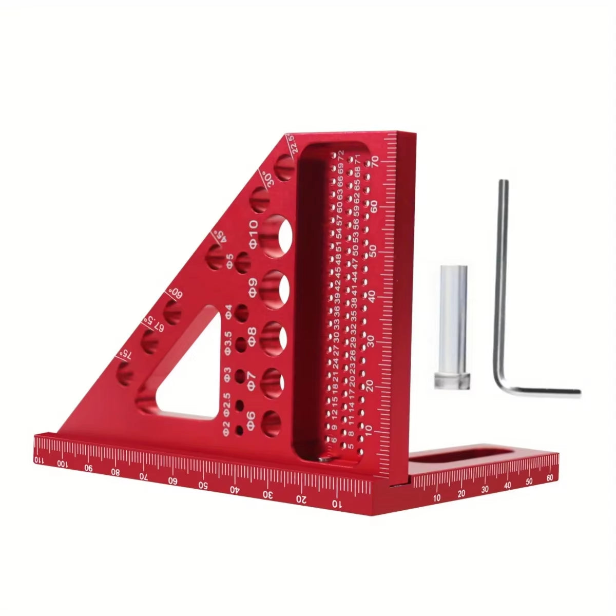 3D Multi-Angle Precision Measuring Ruler with Aluminum Alloy Square Protractor for Metric and Imperial Measurements