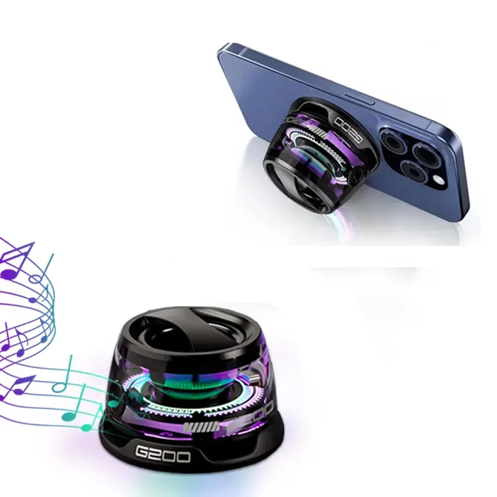 G200 Portable Bluetooth Speaker with RGB Lighting, Magnetic Design, Bluetooth 5.3 Connectivity, Compact Sound Box, 7-Hour Playback, and Integrated Phone Holder
