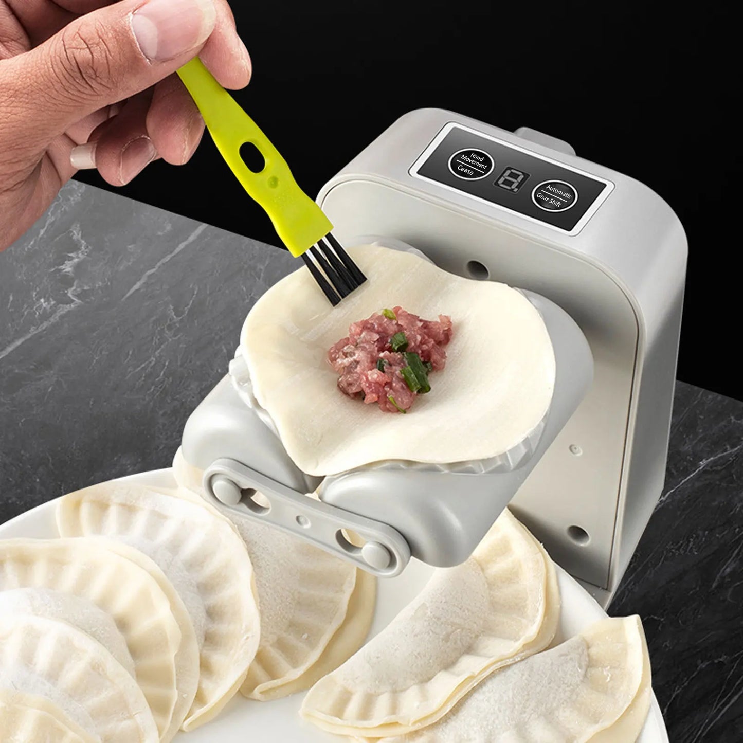 Rechargeable Electric Dumpling Maker with Filling Spoon and Brush - 1200mAh Dual Mode Efficiency