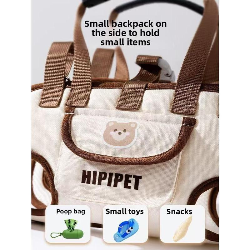 HIPIPET Portable Dog and Cat Backpack Carrier - Soft, Breathable Pet Bag with Adjustable Straps, Built-in Leash, and Storage for Treats and Essentials - Ideal for Travel, Outdoor Activities, and Public Transport