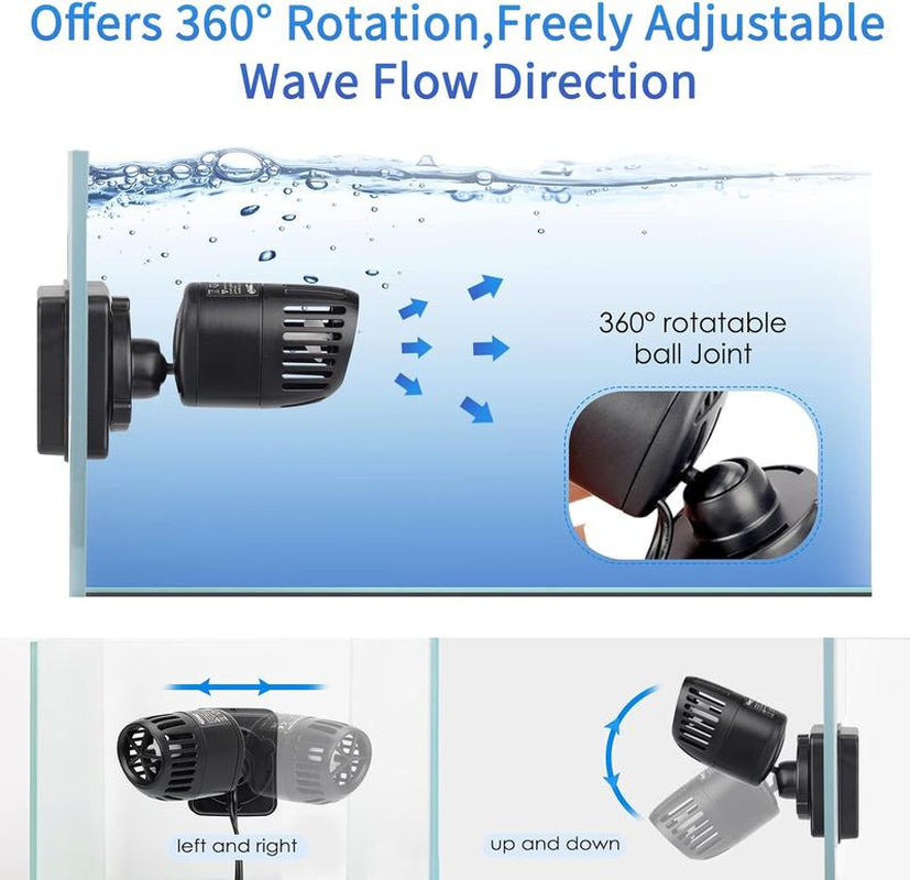 Hygger Wave Maker Pump with Magnetic Mount - Silent Powerhead for Saltwater and Freshwater Aquariums