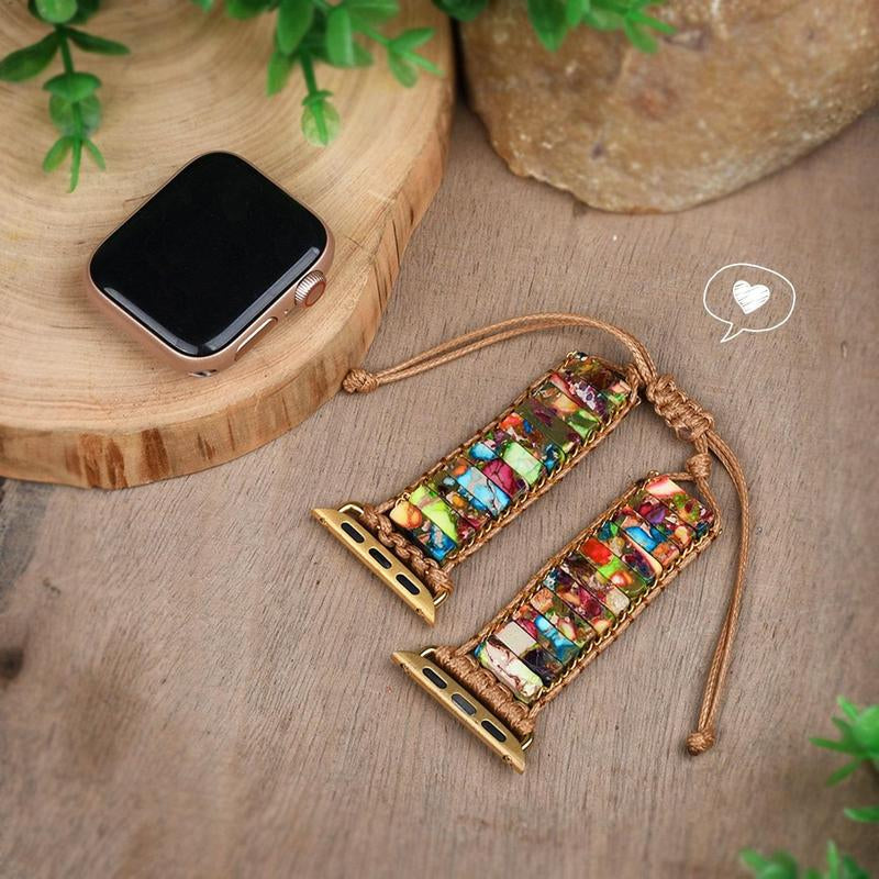 Chakra Stone Crystal Watch Band Straps for Apple Watch Series 1-10 and SE/Ultra (38/40/42/44/45mm)