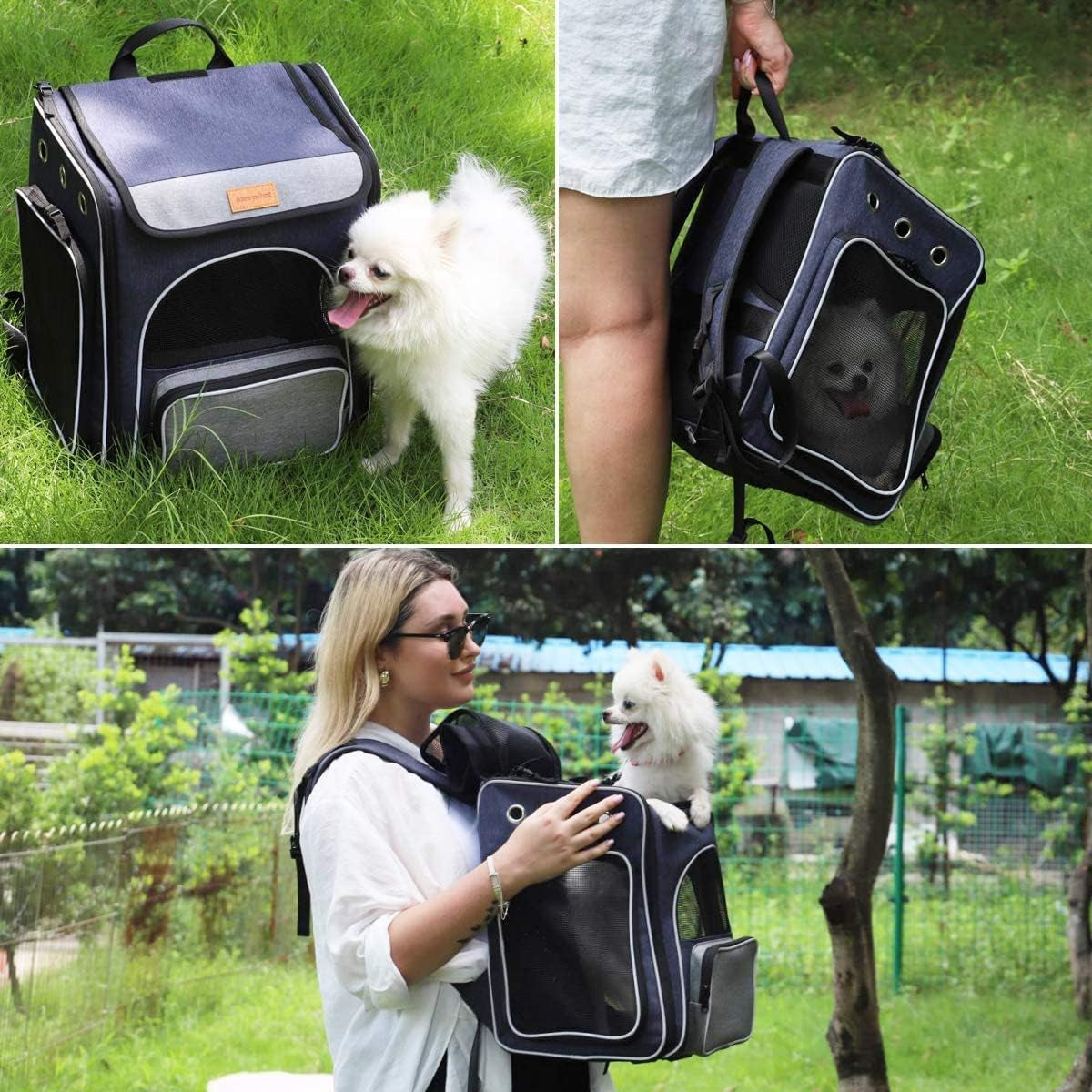 Cat Carrier Backpack - Foldable and Breathable Pet Carrier for Cats and Small Dogs with Safety Leash and Folding Bowl, Perfect for Hiking and Outdoor Travel
