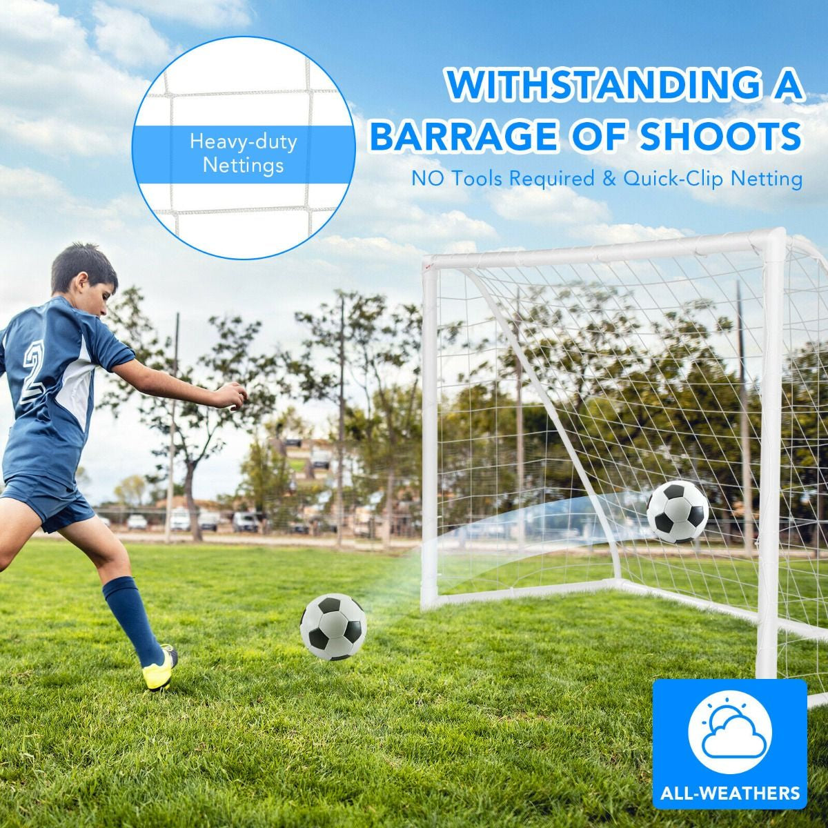 Portable Soccer Goal Featuring Durable PVC Frame and High-Strength Netting