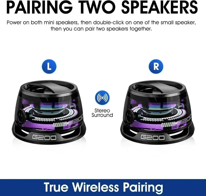 G200 Portable Bluetooth Speaker with RGB Lighting, Magnetic Design, Bluetooth 5.3 Connectivity, Compact Sound Box, 7-Hour Playback, and Integrated Phone Holder