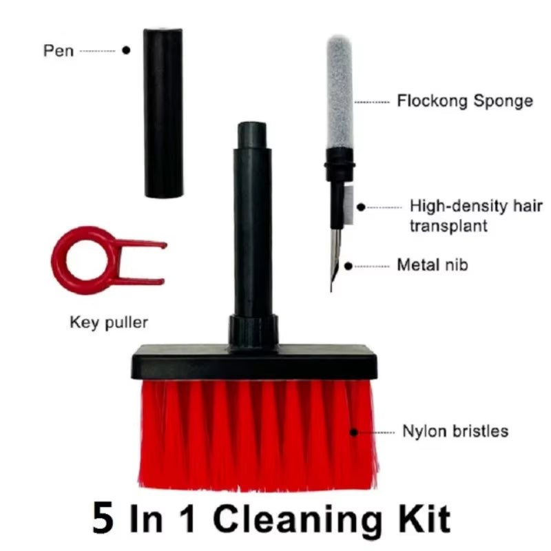 5-in-1 Keyboard Cleaning Brush Kit with Keycap Puller and Earbud Cleaner for AirPods Pro and Bluetooth Earphone Maintenance