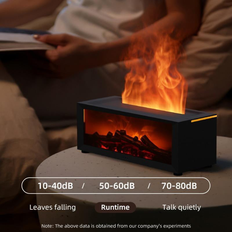 HEEYCEM USB-Powered Simulated Fireplace Flame Humidifier with Night Light, Timer, and Auto Shut-Off for Home and Office Use