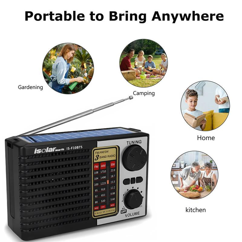 High-Quality Portable Solar Emergency Radio with MP3 Player, FM/AM & Shortwave Reception, Rechargeable and Ultra-Portable Design