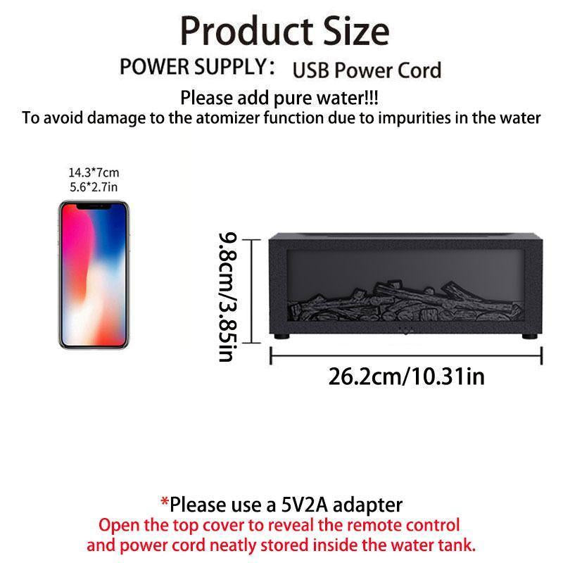 HEEYCEM USB-Powered Simulated Fireplace Flame Humidifier with Night Light, Timer, and Auto Shut-Off for Home and Office Use