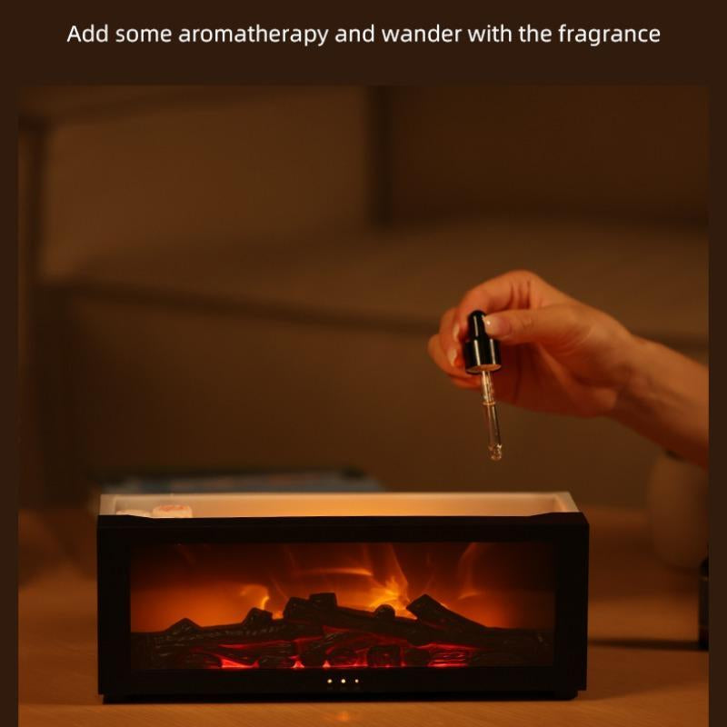 HEEYCEM USB-Powered Simulated Fireplace Flame Humidifier with Night Light, Timer, and Auto Shut-Off for Home and Office Use