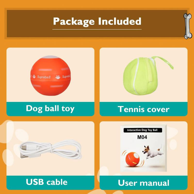 Interactive Motion-Activated Dog Ball Toy - Upgraded Durable USB Rechargeable Rolling Ball for Small, Medium, and Large Dogs