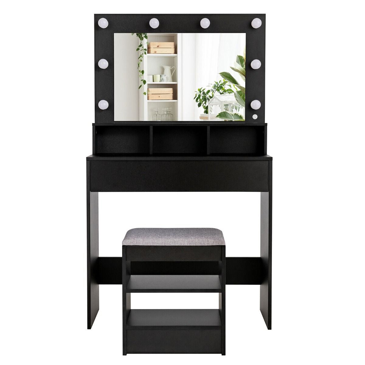 Modern Makeup Vanity Set with LED Lighted Mirror and Spacious Drawer