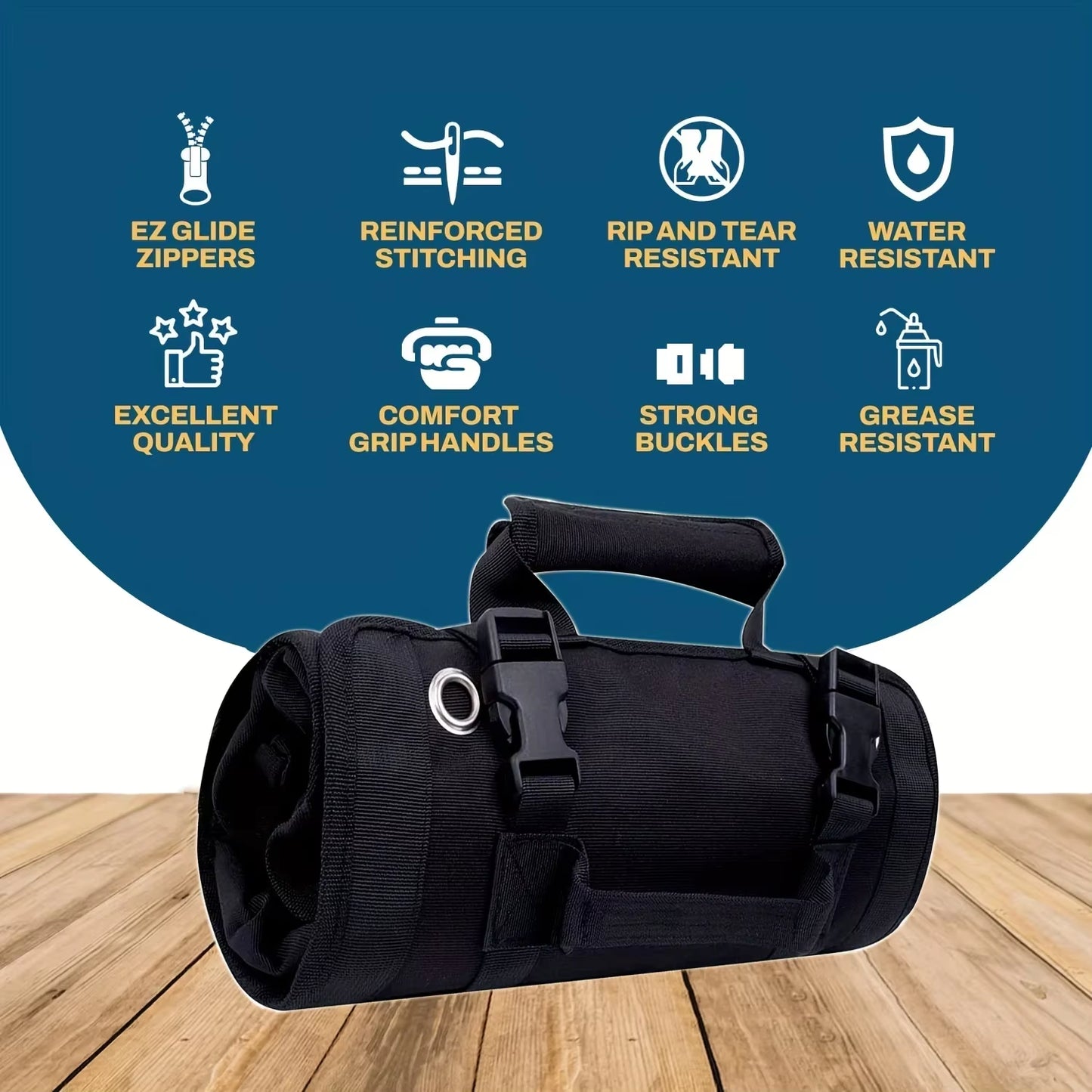 Professional Heavy-Duty Tool Bag Organizer with Removable Pouches and Six Tool Pockets