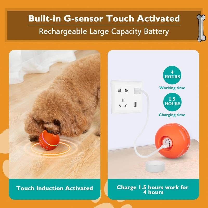 Interactive Motion-Activated Dog Ball Toy - Upgraded Durable USB Rechargeable Rolling Ball for Small, Medium, and Large Dogs