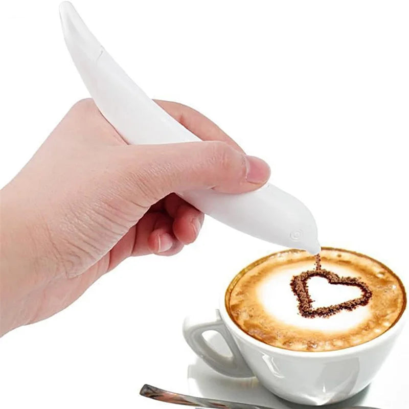 Electrical Latte Art Pen for Cake and Coffee Decoration - White Pastry Tool