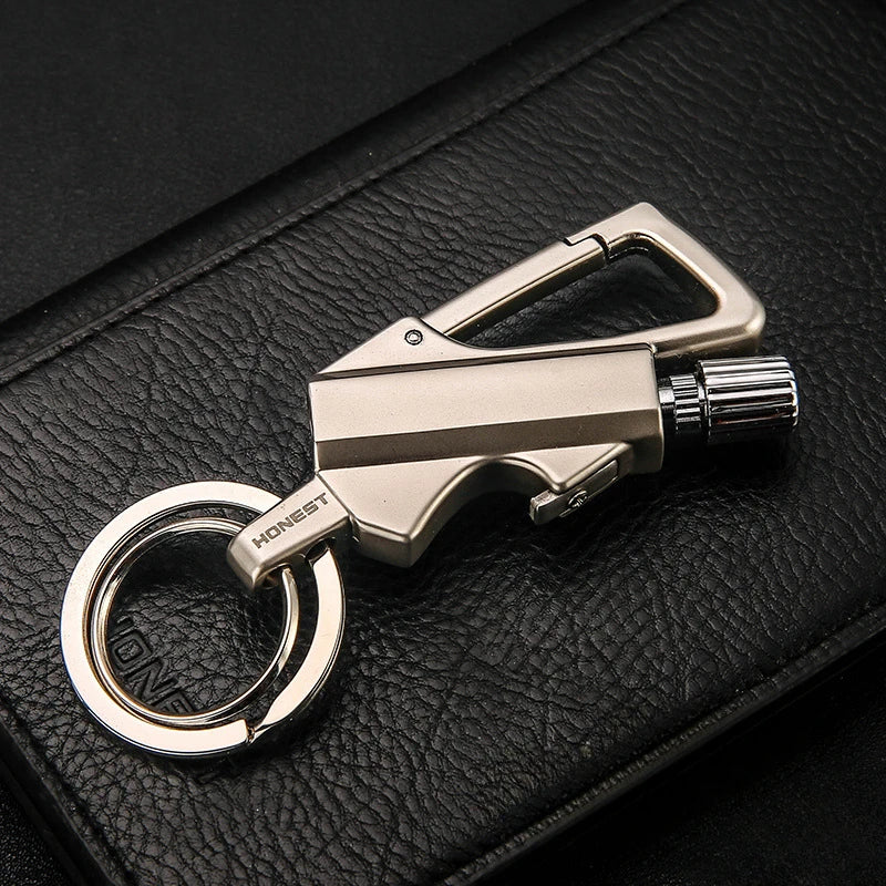 Multifunctional Keychain Kerosene Lighter with Beer Bottle Opener - Portable Outdoor Igniter and Smoking Accessory for Men