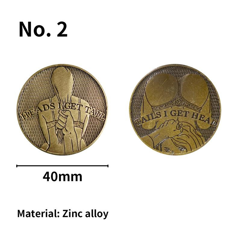 Set of 3 Heads and Tails Coins - Adult Humor Challenge Tokens - Unique Decision-Making Collectibles - Ideal Gift for Coin Enthusiasts