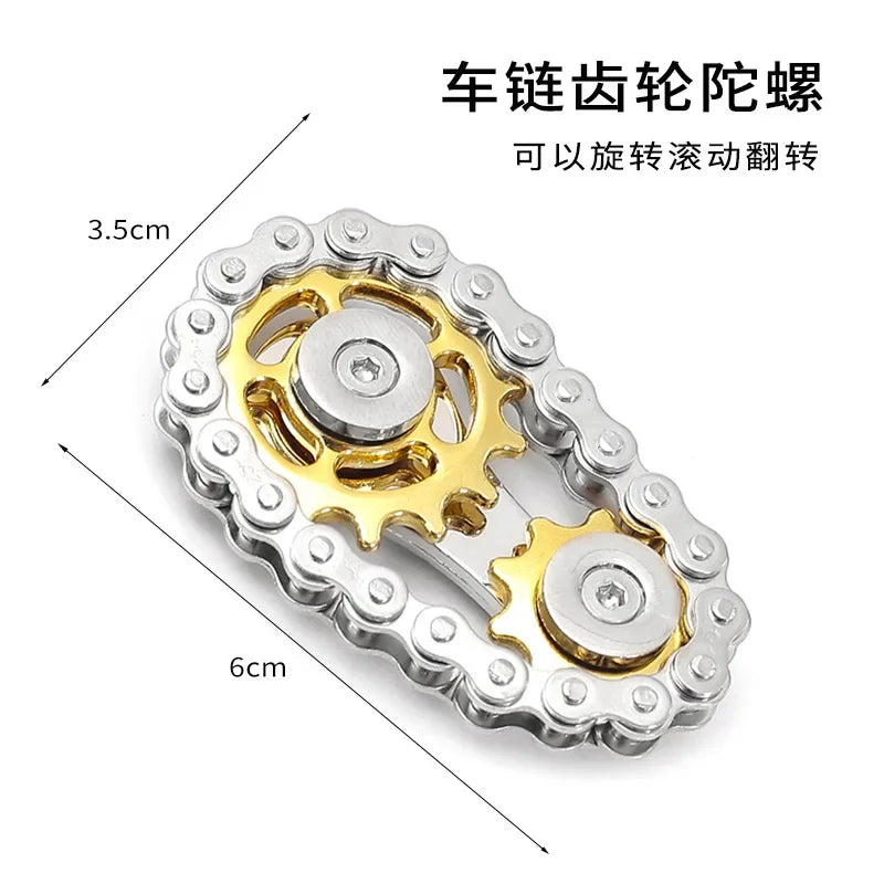 Sprocket Flywheel Metal Fidget Spinner - Stress Relief Toy for Adults and Children