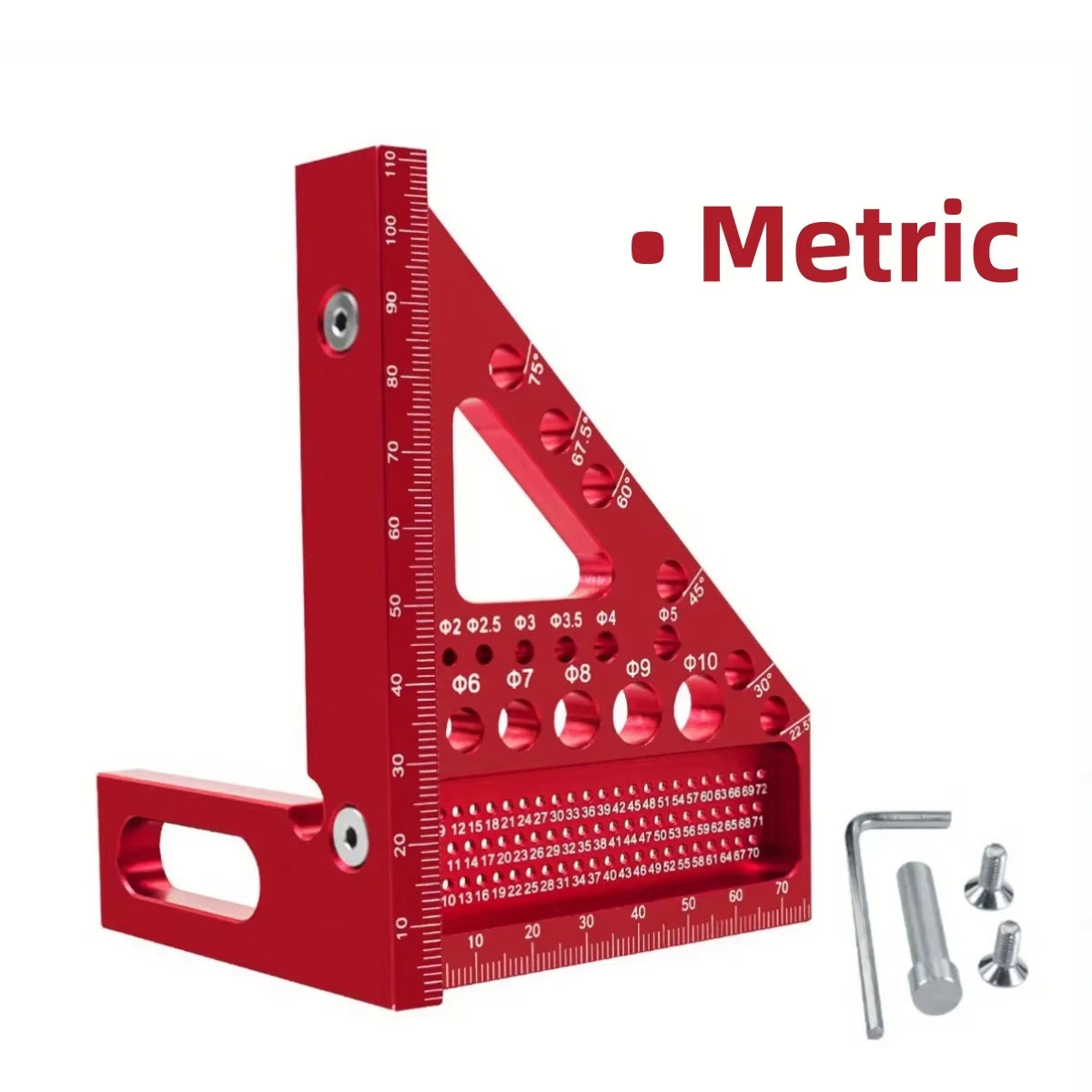 3D Multi-Angle Precision Measuring Ruler with Aluminum Alloy Square Protractor for Metric and Imperial Measurements