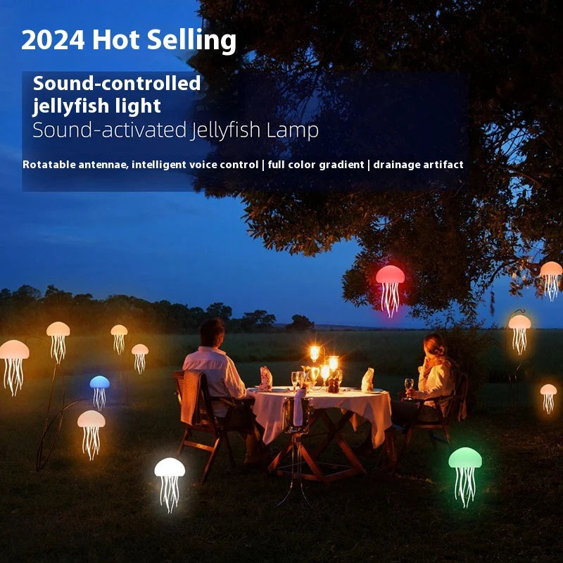 LED Jellyfish Mood Lamp - Portable Smart Night Light for Bedside and Desk Decor