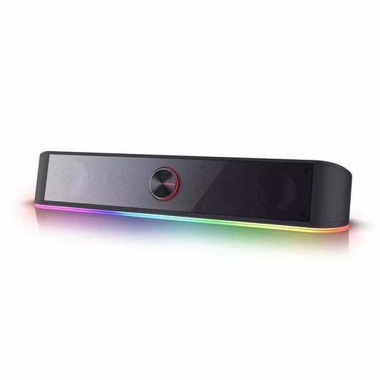 GS560 Adiemus RGB USB Desktop Soundbar - 2.0 Channel Computer Speaker with Dynamic Audio-Light Synchronization and Display