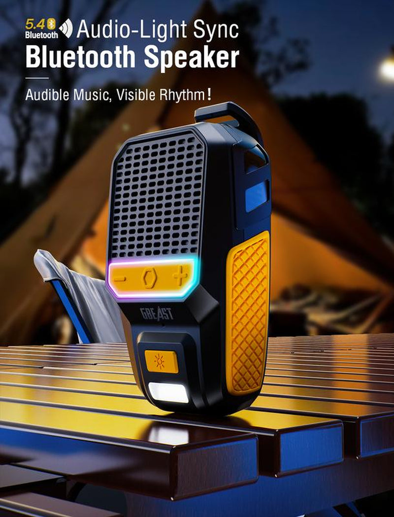 GBEAST Wearable Bluetooth Speaker with RGB Lighting, Waterproof Design, Noise Cancellation, 30-Hour Battery Life - Ideal Gift for Fathers and Husbands