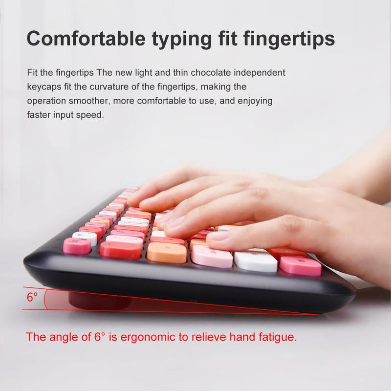Mofii Wireless Keyboard and Mouse Combination - Full-Sized Plug and Play with Colorful Design, Silent Keycaps, and USB-A 2.4G Receiver for Laptop, PC, and Desktop Use