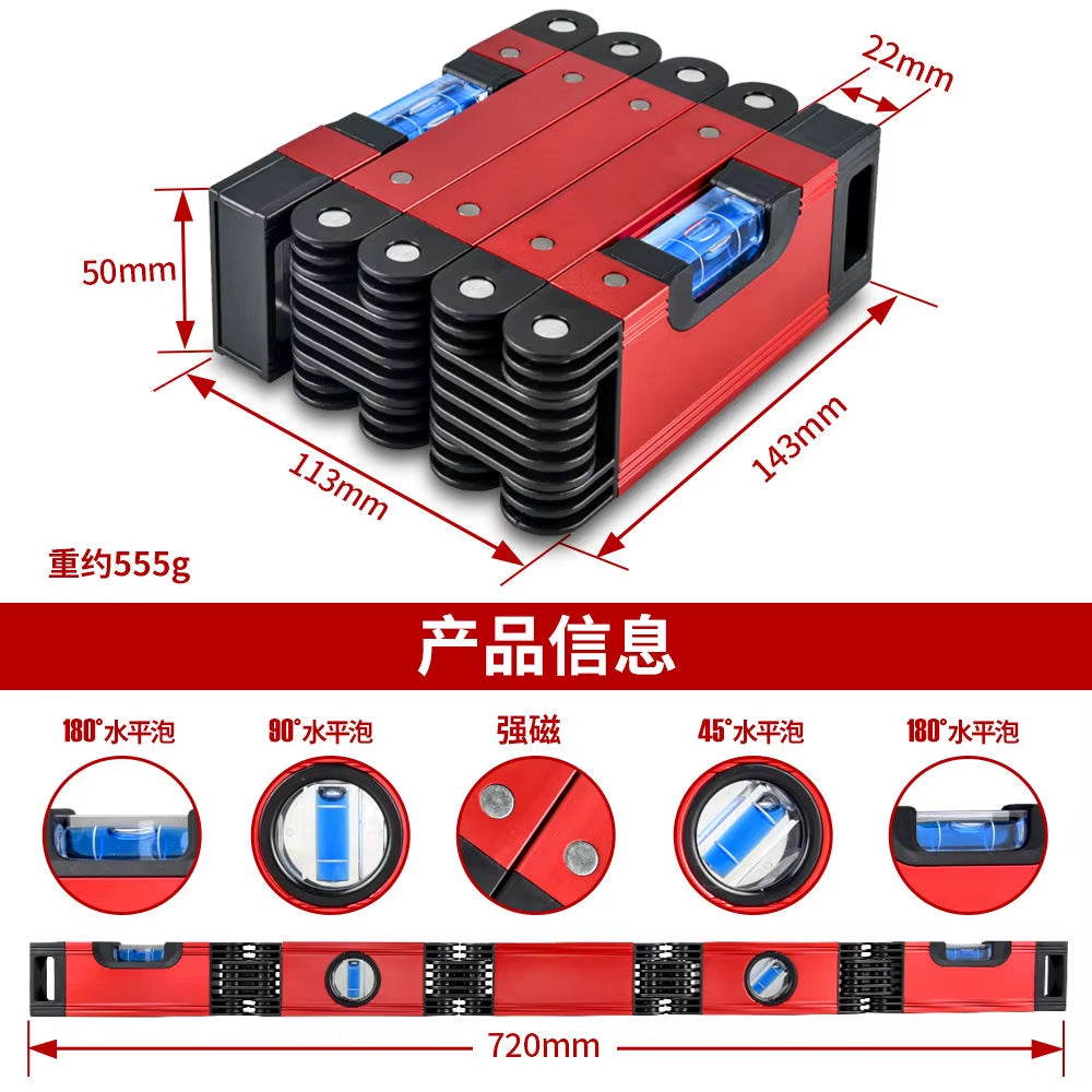 Folding Horizontal Angle Measurement Ruler with Magnetic Leveling and Durable Design, Portable Balancing Tool