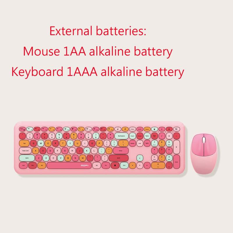 Mofii Wireless Keyboard and Mouse Combination - Full-Sized Plug and Play with Colorful Design, Silent Keycaps, and USB-A 2.4G Receiver for Laptop, PC, and Desktop Use