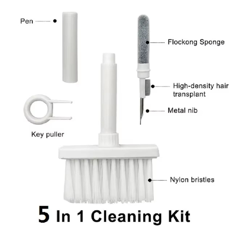 5-in-1 Keyboard Cleaning Brush Kit with Keycap Puller and Earbud Cleaner for AirPods Pro and Bluetooth Earphone Maintenance