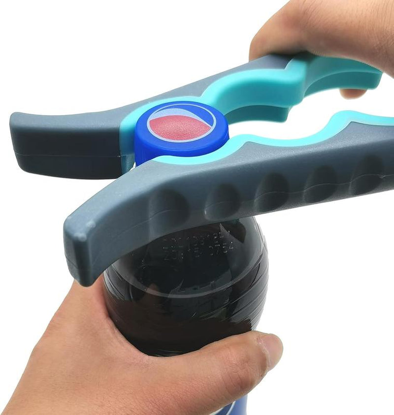 Blue and Grey Multi-Functional Jar, Bottle, and Can Opener for Individuals with Limited Hand Strength - Non-Slip Grip Kitchen Tool for Seniors and Arthritis Sufferers
