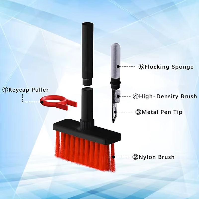 5-in-1 Keyboard Cleaning Brush Kit with Keycap Puller and Earbud Cleaner for AirPods Pro and Bluetooth Earphone Maintenance