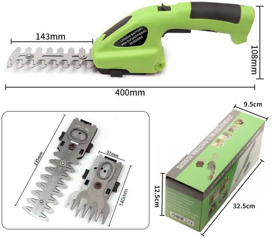 Cordless 2-in-1 Grass Shear and Electric Hedge Trimmer with Rechargeable 3.6V Battery System