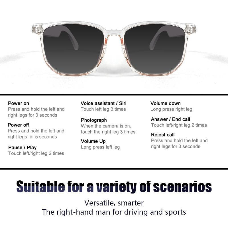 2-in-1 Magnetic Smart Glasses with Wireless Connectivity, Integrated Microphone and Touch Control, Anti-Blue Light Technology for Music and Calls, Wearable Device
