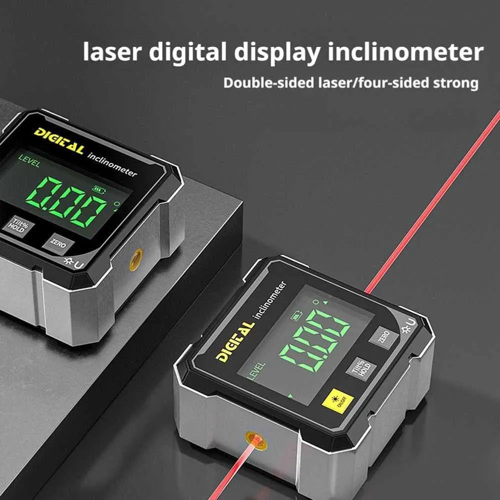4-Side Magnetic Digital Angle Gauge with Laser Electronic Protractor Horizontometer Inclinometer Angle Ruler Slope Measuring