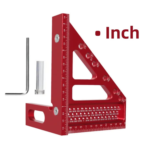 3D Multi-Angle Precision Measuring Ruler with Aluminum Alloy Square Protractor for Metric and Imperial Measurements