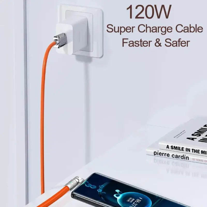 USB to Type-C 180-Degree Rotating Charging and Data Cable, 120W Super Fast Charging and High-Speed Data Transfer for iPhone and Samsung Devices