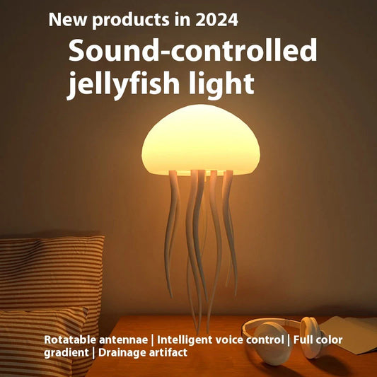 LED Jellyfish Mood Lamp - Portable Smart Night Light for Bedside and Desk Decor