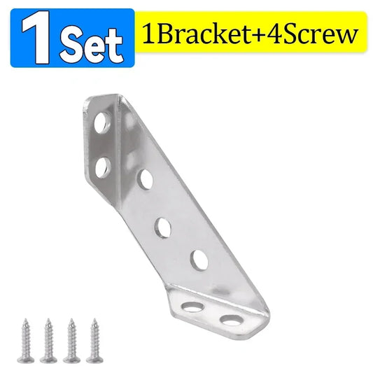 Stainless Steel Corner Brackets for Furniture Assembly - Angle Shelf Connectors and Cabinet Support with Included Screws (1-10 Pieces)