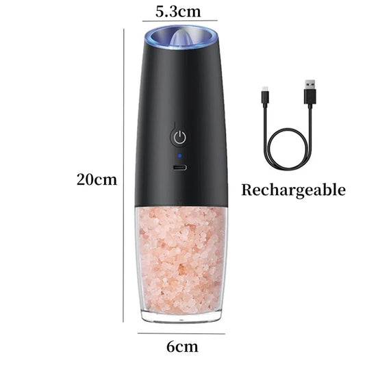Premium USB Rechargeable Gravity Induction Electric Salt and Pepper Grinder Set