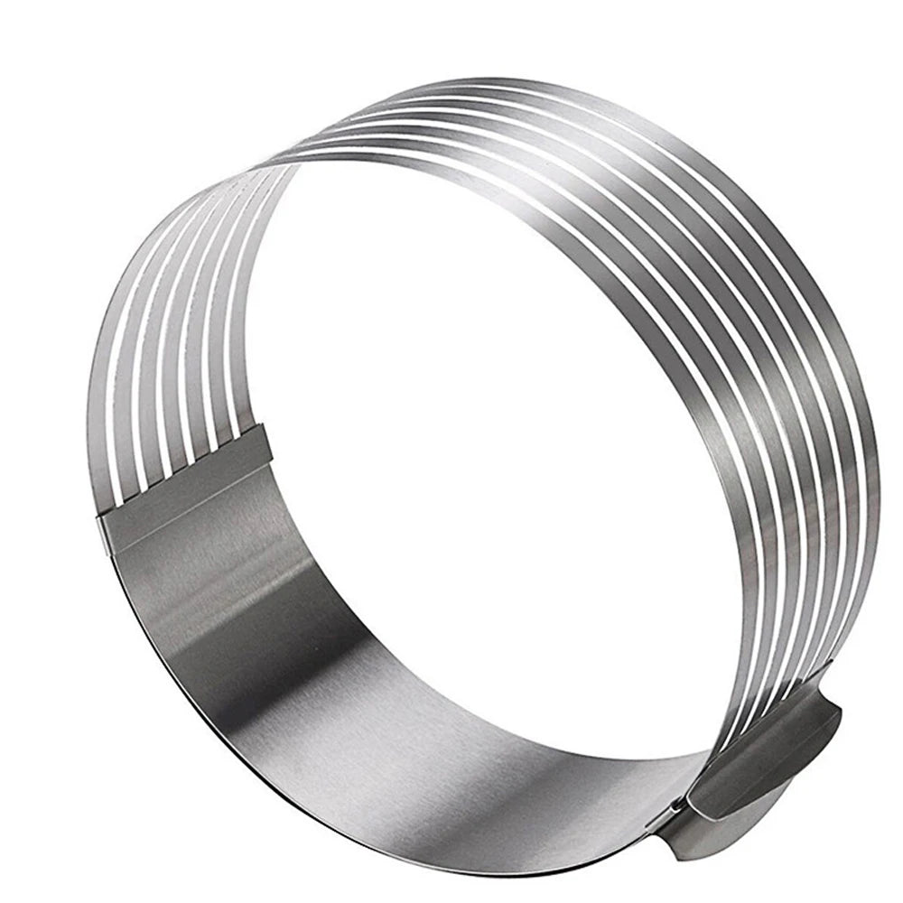 Adjustable Stainless Steel Round Cake Cutter and Slicer - 20CM and 30CM, 7-Layer Mousse Ring Mold Baking Tool