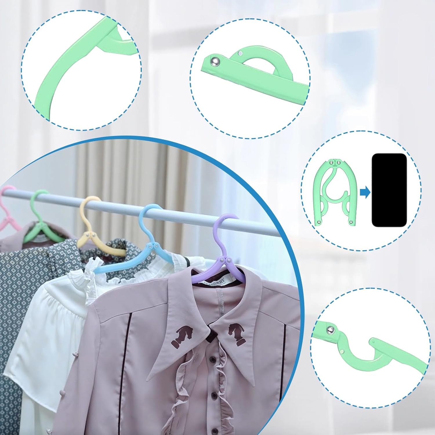 10-Pack Portable Foldable Plastic Travel Hangers - Compact Clothes Drying Rack for Travel